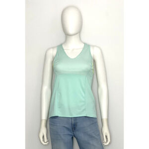 Lucky In Love Womens Tank Top S Turquoise V Neck Racerback Tennis Breathable